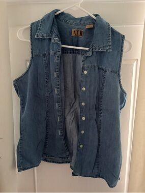 AT Denim Button Up Jean Shirt Size L